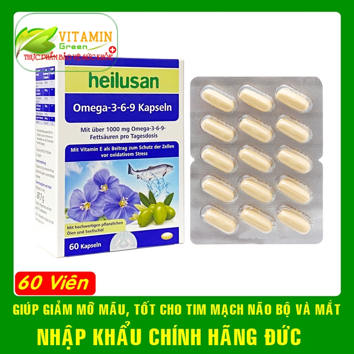 Heilusan Omega 369 Kapseln giúp giảm mỡ máu tốt cho tim mạch não bộ mắt | Nhập khẩu chính hãng Đức