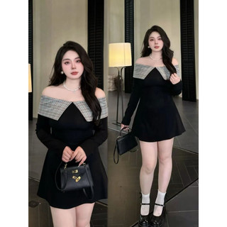   BIGSIZE L - 4XL  Đầm Bigsize Nữ Thiết Kế Trễ Vai Dáng Suông Phong Cách Thanh Lịch Nữ Tính 