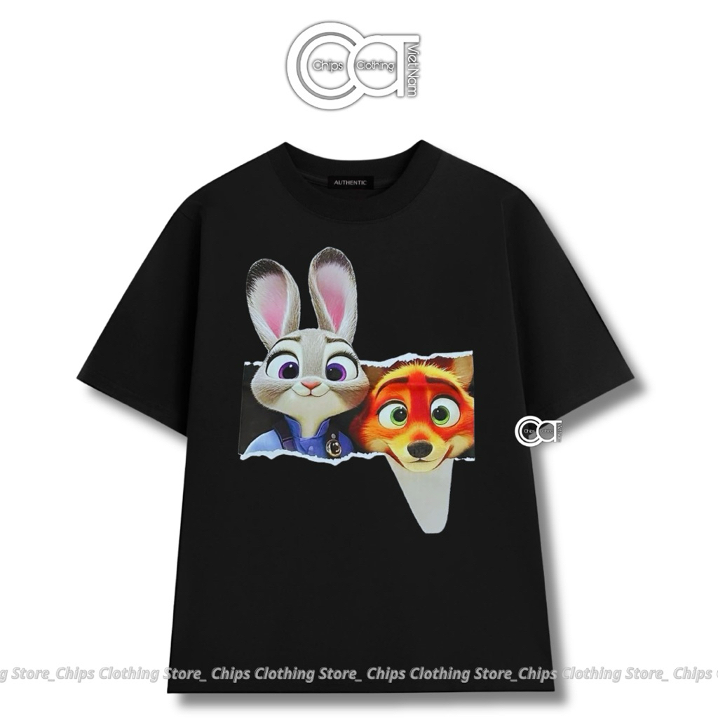 [HIGH QUALITY] Áo Thun Aut Thỏ Và Cáo Dành Cho Cặp Đôi - Mẫu Form Rộng | Unisex Nam Nữ - 100% Cotton