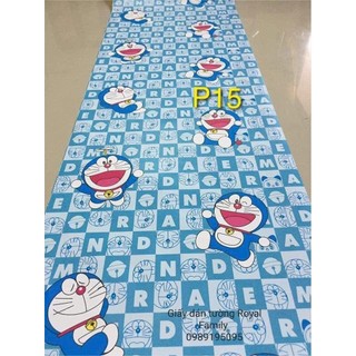 ( tặng kèm dụng cụ ) combo 10m giấy dán tường doremon xanh đậm