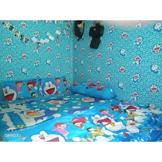 ( tặng kèm dụng cụ ) combo 10m giấy dán tường doremon xanh đậm
