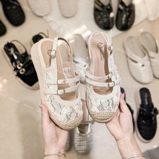  Dép Sandal Nữ MIDU ISLA Quai Ren Vintage - Đế Cói 5 Phân 2 Màu Êm Nhẹ 