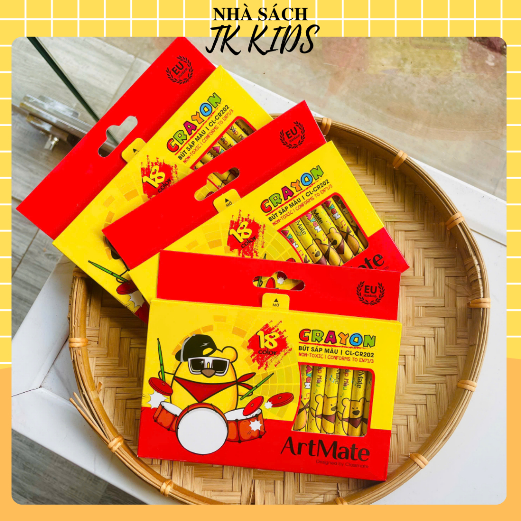 Màu sáp Crayon 18 màu Artmate, màu sắc tươi sáng