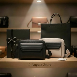 Túi nam đeo chéo Pedr da cao cấp phom hộp chữ nhật hai ngăn sang trọng size 23