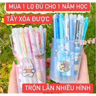 Ống 24 bút gel xóa được hình ảnh cute  bút bấm tẩy xóa tặng kèm ống đựng bút siêu tiết kiệm 