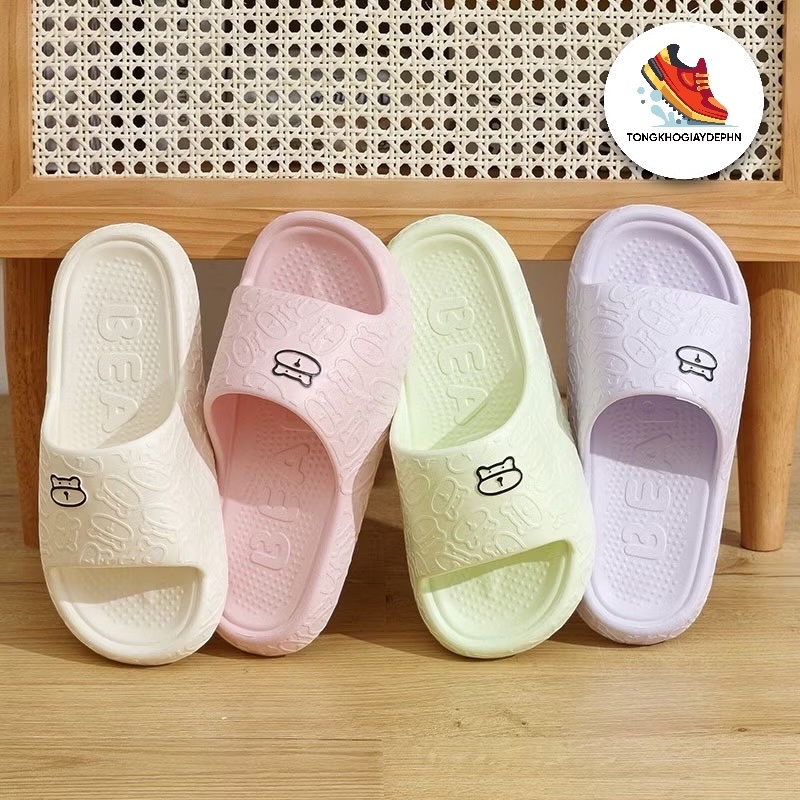 Dép eva Đi Trong Nhà & Văn Phòng – Họa Tiết Hình Gấu Ngộ Nghĩnh, Siêu Nhẹ, Êm Chân, Chống Trơn Trượt