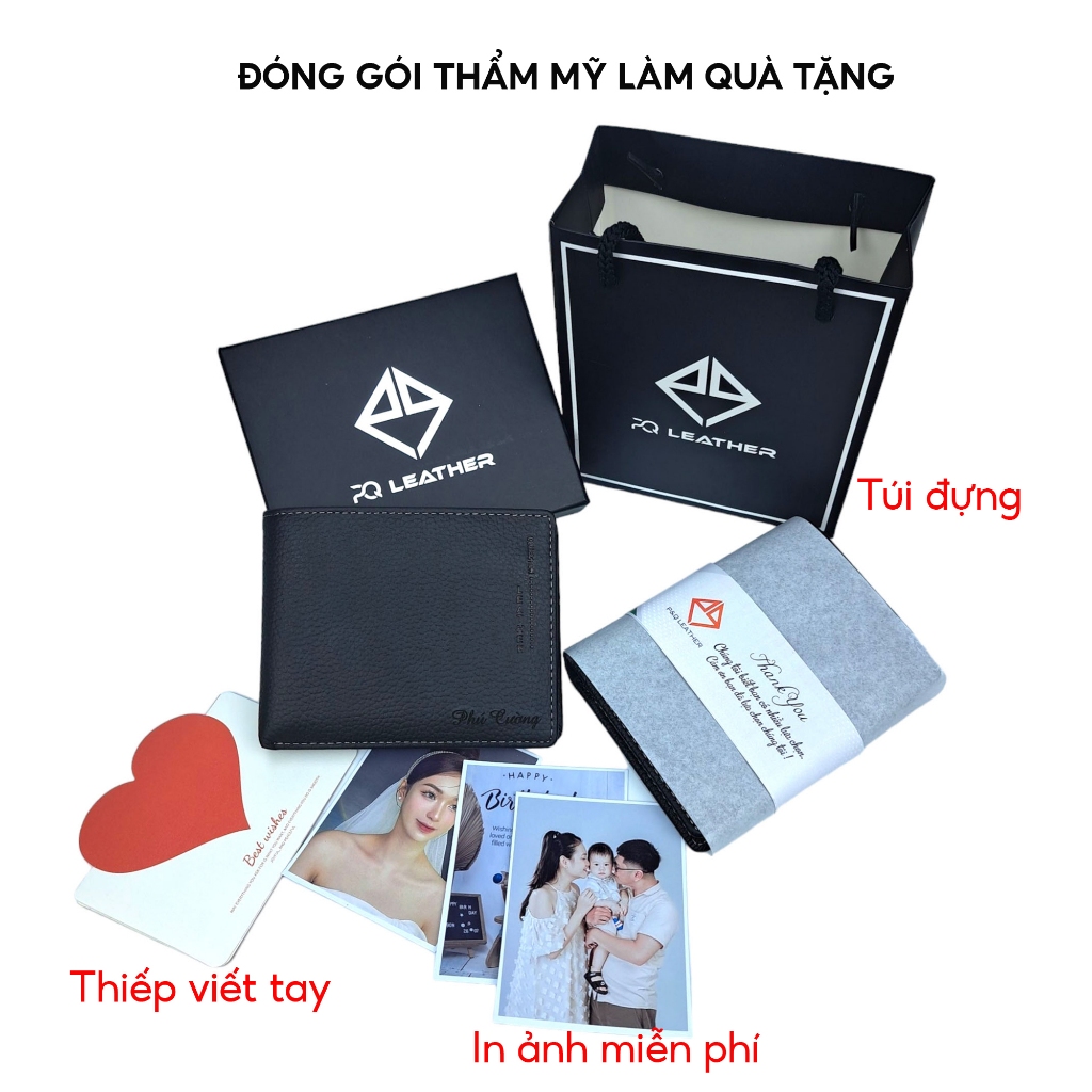 [Quà tặng kèm không bao gồm ví] - Tặng hộp; túi giấy; thiệp viết tay, 3 ảnh PQ Leather