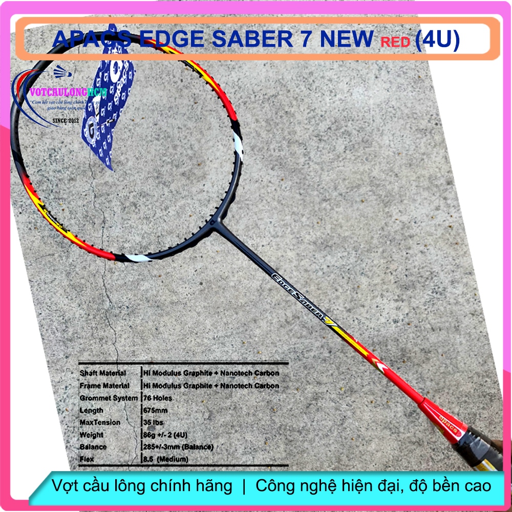 Vợt cầu lông Apacs Edge Saber 7 (4U)  New RED - BH Chính Hãng - Vợt cân bằng công thủ đánh phong trào | BigBuy360 - bigbuy360.vn