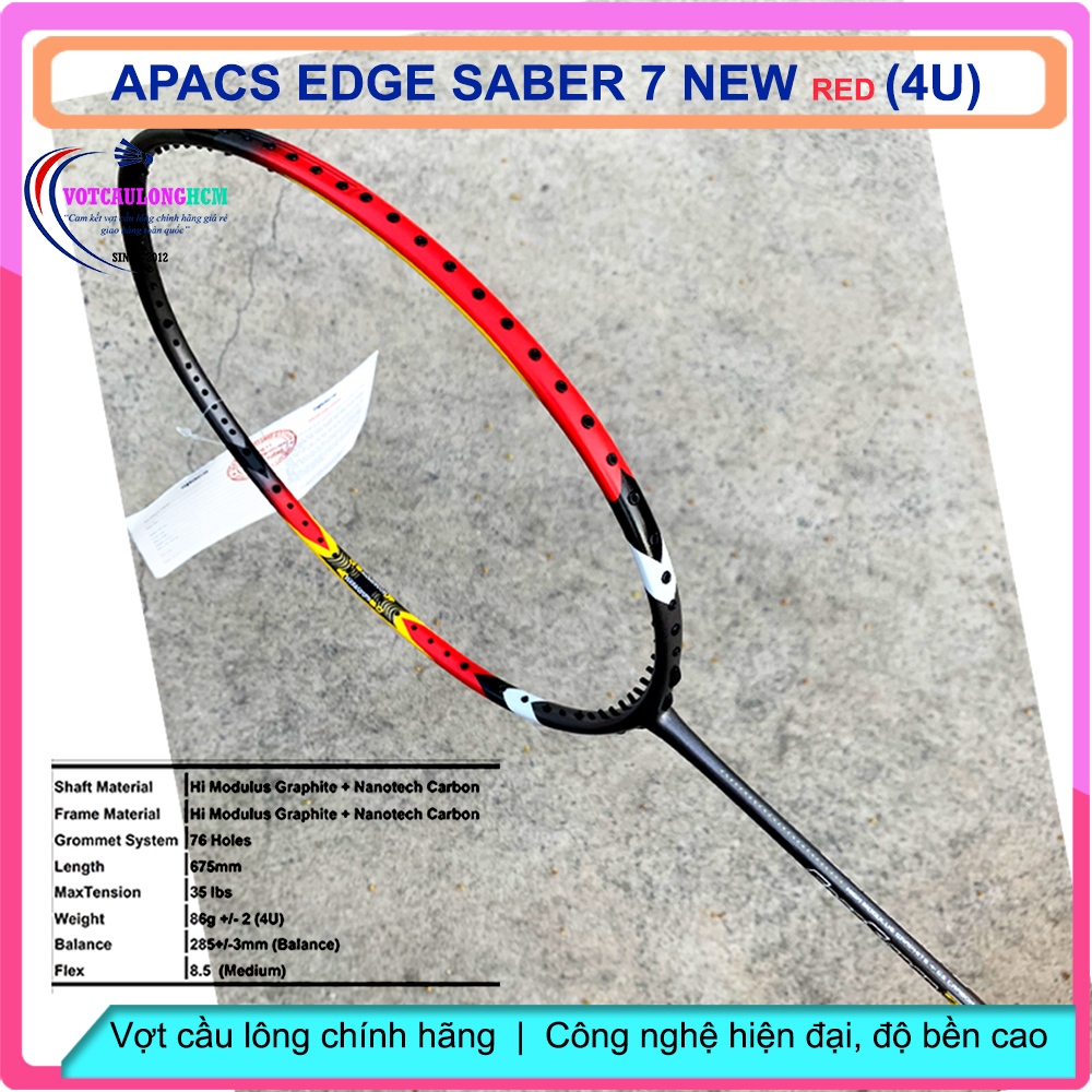 Vợt cầu lông Apacs Edge Saber 7 (4U)  New RED - BH Chính Hãng - Vợt cân bằng công thủ đánh phong trào | BigBuy360 - bigbuy360.vn