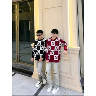 Áo len sweater unisex nam nữ ô vuông caro, áo len form rộng hottrend 2025