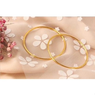  Vòng tay titan không gỉ mạ vàng 18k thiết kế trơn bóng đơn giản thanh lịch dành cho nữ 