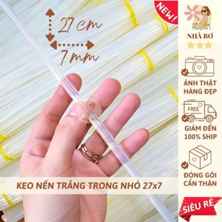 5 10 20 keo nến nhỏ trắng trong 27x7 cho súng bắn keo silicon trang trí handmade - Hoa Sáp Nhà Bơ