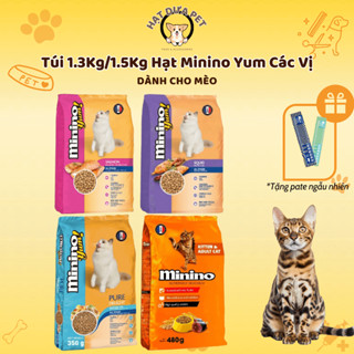 Hạt cho mèo Minino Yum 1.3/1.5Kg các vị, Thức ăn khô cho mèo bổ sung dinh dưỡng - Hạt dưa pet