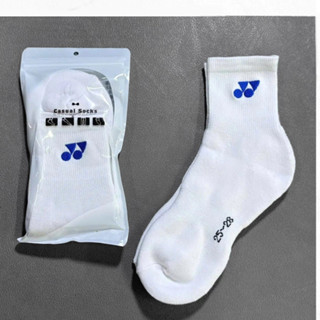 COMBO 10 Đôi Tất Thể Thao Cầu Lông Yonex Cổ Lững Siêu Dày Dặn cao cấp Đệm Xù Túi Zip Trắng Logo Xanh   Loại Đẹp  UNISEX 