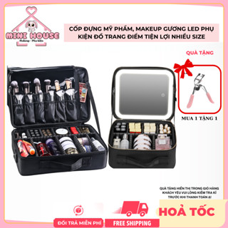  Cốp đựng makeup mỹ phẩm gương LED phụ kiện đồ trang điểm chống nước  tiện lợi nhiều size | Minihouse 