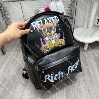  Balo đi học đi chơi size 40 quai to chất da in hình gấu cá tính cho nam nữ vừa a4 giáo án laptop 