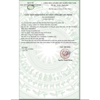 Thực phẩm bổ sung trước tập EVP-3D