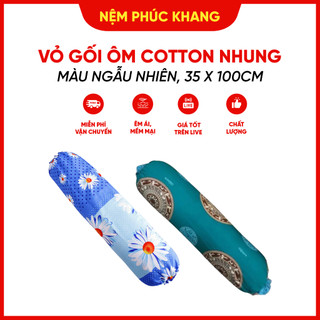 Vỏ gối ôm cotton nhung 35 x 100cm