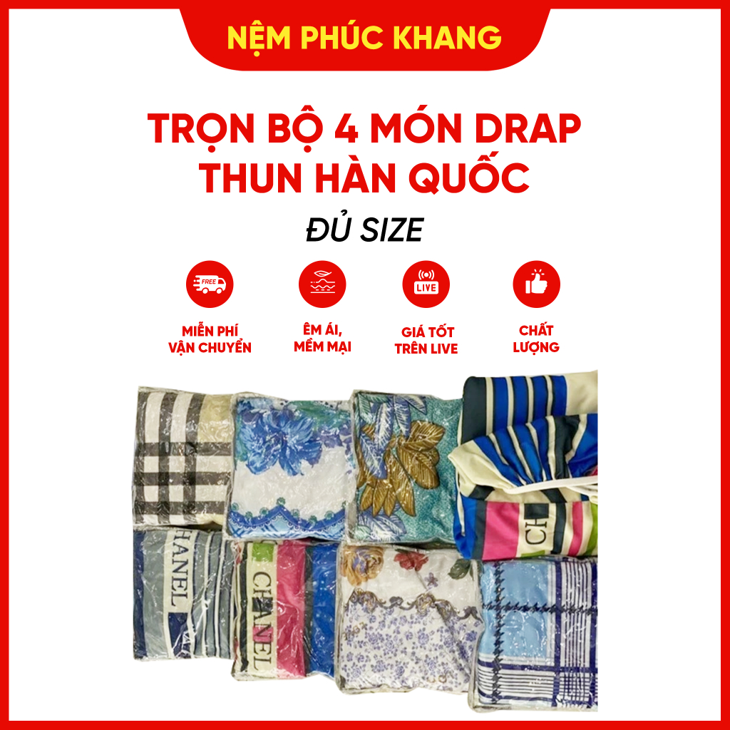 Trọn bộ 4 món drap thun hàn quốc cao cấp đủ size