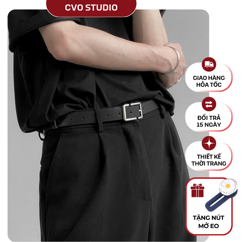 Thắt lưng nam bản nhỏ phong cách hàn quốc dây nịt học sinh phối đồ đơn giản - CVO