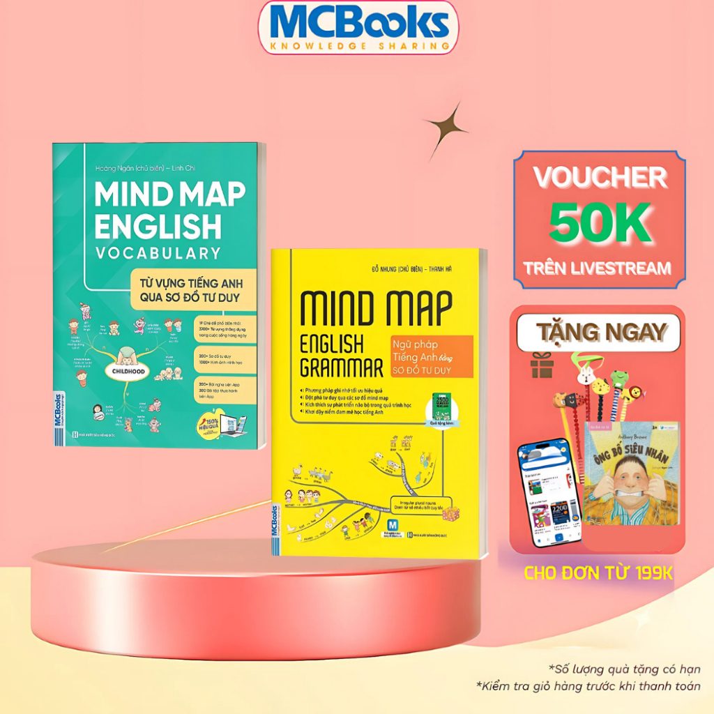 Sách - Combo Mindmap English Grammar và Mindmap English Vocabulary - Học Kèm App Online