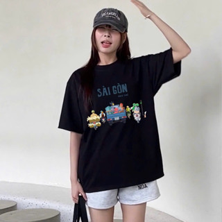  Áo thun phông Cotton 100% form rộng SAIGON nam nữ Pink Unisex 