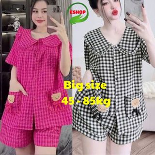 Đồ Bộ Nữ Tiểu Thư Bigsize Đồ Bộ Mặc Nhà Quần Đùi Đũi Caro Nhung Mặc Ngủ Mặc Nhà Thoải Mái Set Bộ Đẹp MS477