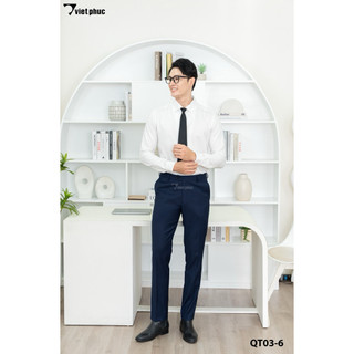 Quần Tây Nam Dáng Trẻ Công Sở QT02, quần âu nam cao cấp dáng ôm nhẹ , mặt vải họa tiết ,ống 16-19cm.