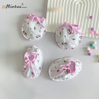 Bộ bao tay chân sơ sinh, cột dây in bông dành cho bé 0-6 tháng (3 - 8 kg), vải 100% cotton hiệu MINTUU - 3181-3281