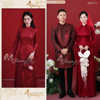  Áo dài cưới cặp đôi cô dâu chú rể cách tân Uyên Ương ADC711 may sẵn nam nữ dự tiệc đám ăn hỏi lễ tết đẹp 
