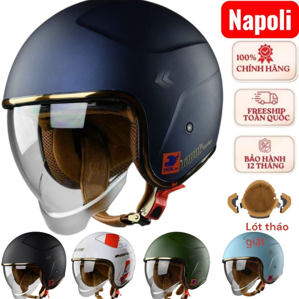 nón bảo hiểm napoli 189 kính âm an toàn chăc chắn