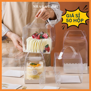  Combo 50 Hộp Bánh Kem Mica Đựng Bánh Sinh Nhật Bánh Lạnh Mousse Gói Quà Shop Nhagau1981 