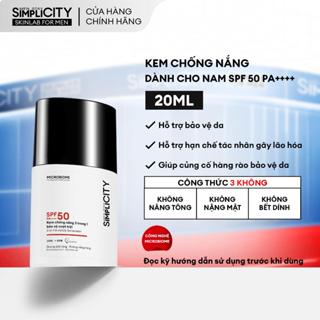 Kem chống nắng nam 3in1 bảo vệ da SPF 50 PA+++ Men Stay Simplicity Invisible Sunscreen 20ml
