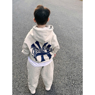  bộ áo nỉ hoodie yankee new era cho bé + quần joger  set áo nỉ có mũ + quần nỉ dài thu đông  kid genz 