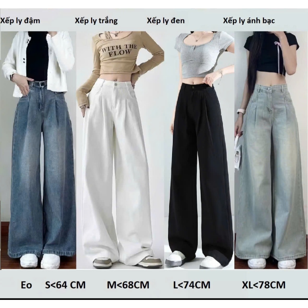 Quần Jean Bò Ống Suông Rộng Xuông Nữ CANA MS13 Jeans Cạp Cao Phong Cách