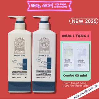 Cặp Dầu Gội Xả Collagen Plus Vinge Giảm Rụng Tóc, Ngăn Gàu, Kiềm Dầu, Phục Hồi Hư Tổn 1000ml