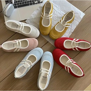  Giày Búp Bê Nữ Giày Mary Jane Nữ Các Màu Đỏ Vàng Xanh Dương Mũi Tròn Đế Thấp Phong Cách Hàn Quốc 