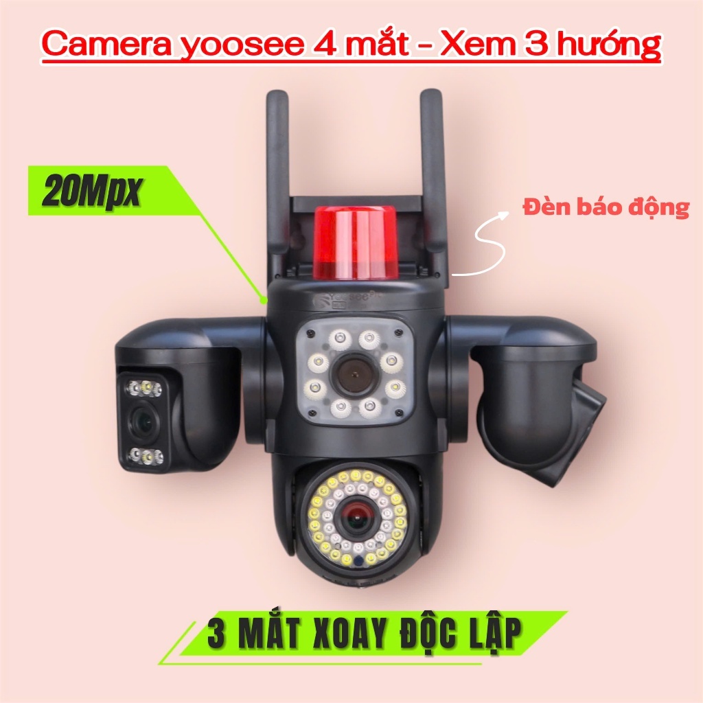 Camera Yoosee wifi trong nhà ngoài trời quan sát 2 mắt - 3 mắt không góc khuất siêu nét
