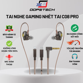  Tai nghe có dây Gaming DOPETECH C08 cho pc laptop điện thoại tai nghe nhét tai in ear dây dù có mic 