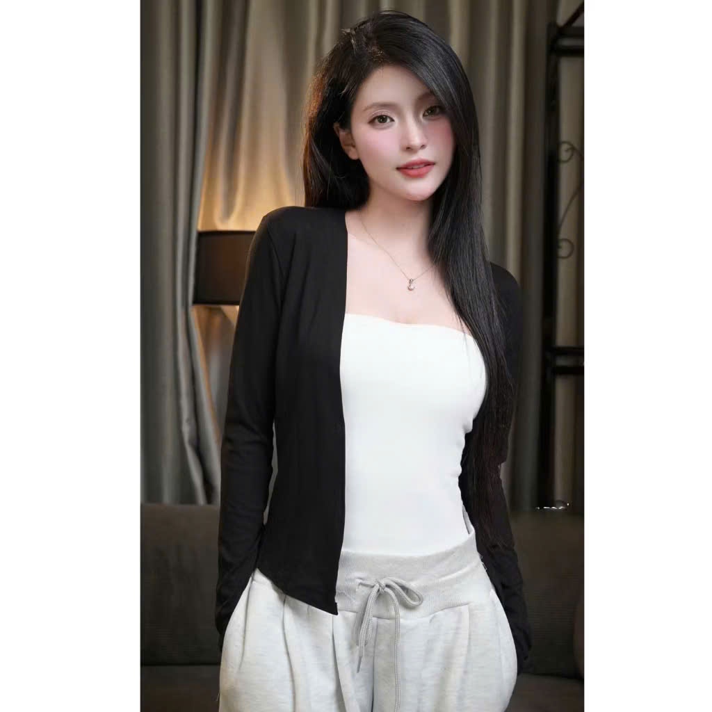 Áo khoác Cardigan dáng dài thun co giãn basic thanh lịch mặc thu đông kiểu dáng hotgirl | BigBuy360 - bigbuy360.vn