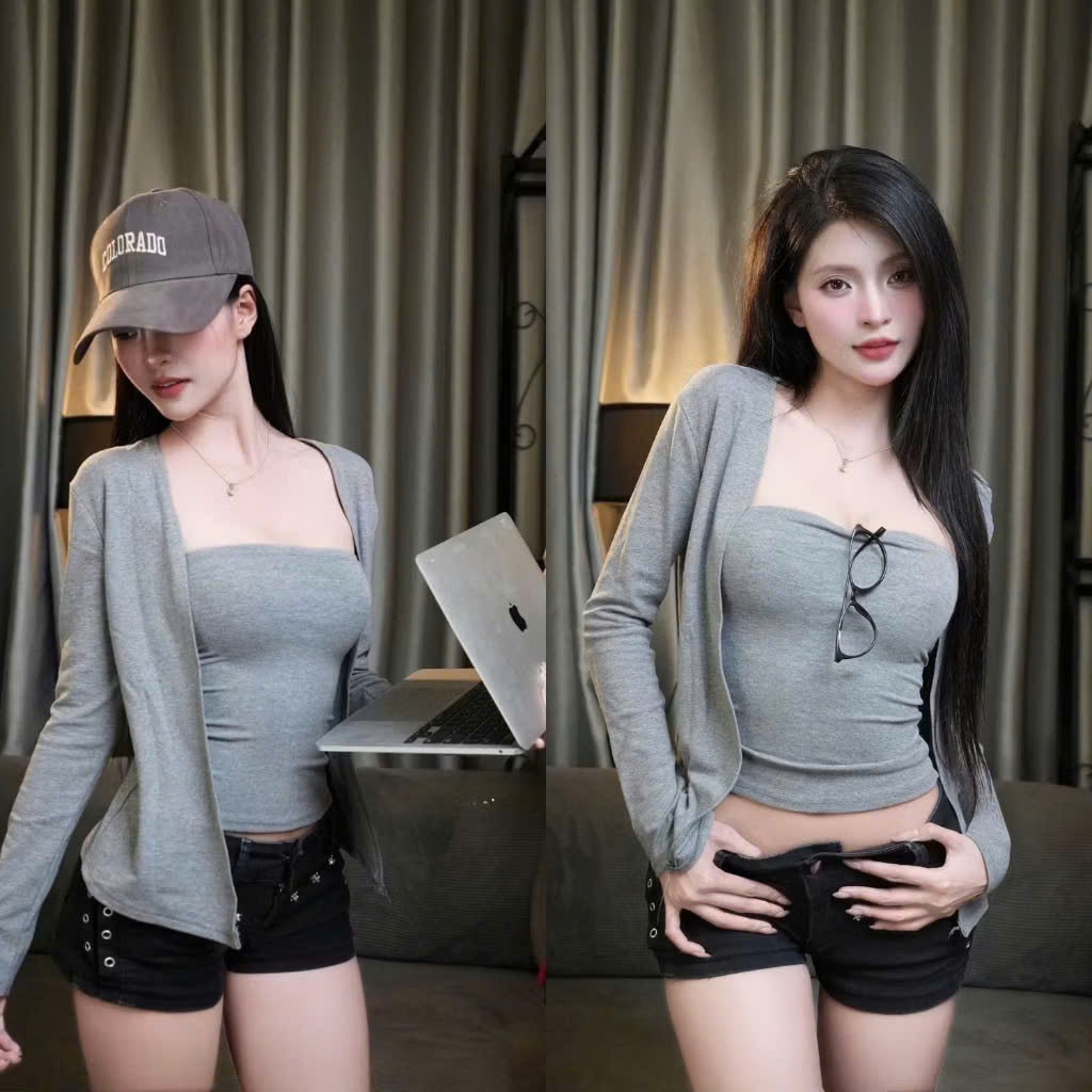 Áo khoác Cardigan dáng dài thun co giãn basic thanh lịch mặc thu đông kiểu dáng hotgirl | BigBuy360 - bigbuy360.vn