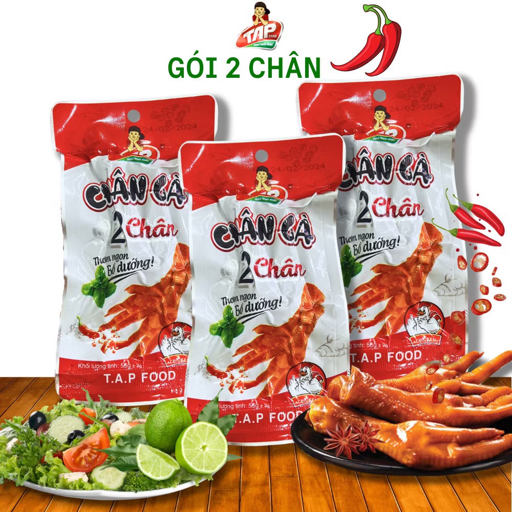 Combo 5 cái chân gà cay chân đôi Tapfood Tê Cay Làng Việt-chân gà cay ủ vị tứ xuyên ăn liền