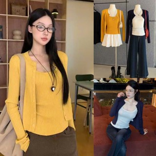  Ngocanh6959 SALE WGWE A906 Set áo len cardigan + áo 2 dây #7070 phong cách tiểu thư 