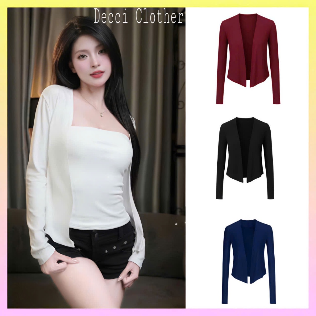 Áo khoác Cardigan dáng dài thun co giãn basic thanh lịch mặc thu đông kiểu dáng hotgirl