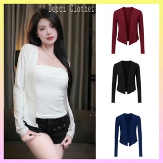 Áo khoác Cardigan dáng dài thun co giãn basic thanh lịch mặc thu đông kiểu dáng hotgirl 