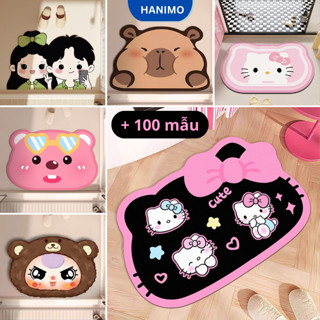 Thảm lau chân họa tiết Helly kitty, capybara chống trượt đế cao su, thấm hút nước 40x60cm HA01
