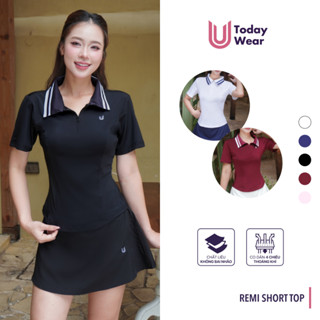 Áo thể thao nữ cổ polo phối viền cách điệu cộc tay Remi Today U Wear thời trang năng động, chơi pickleball tennis gym,..
