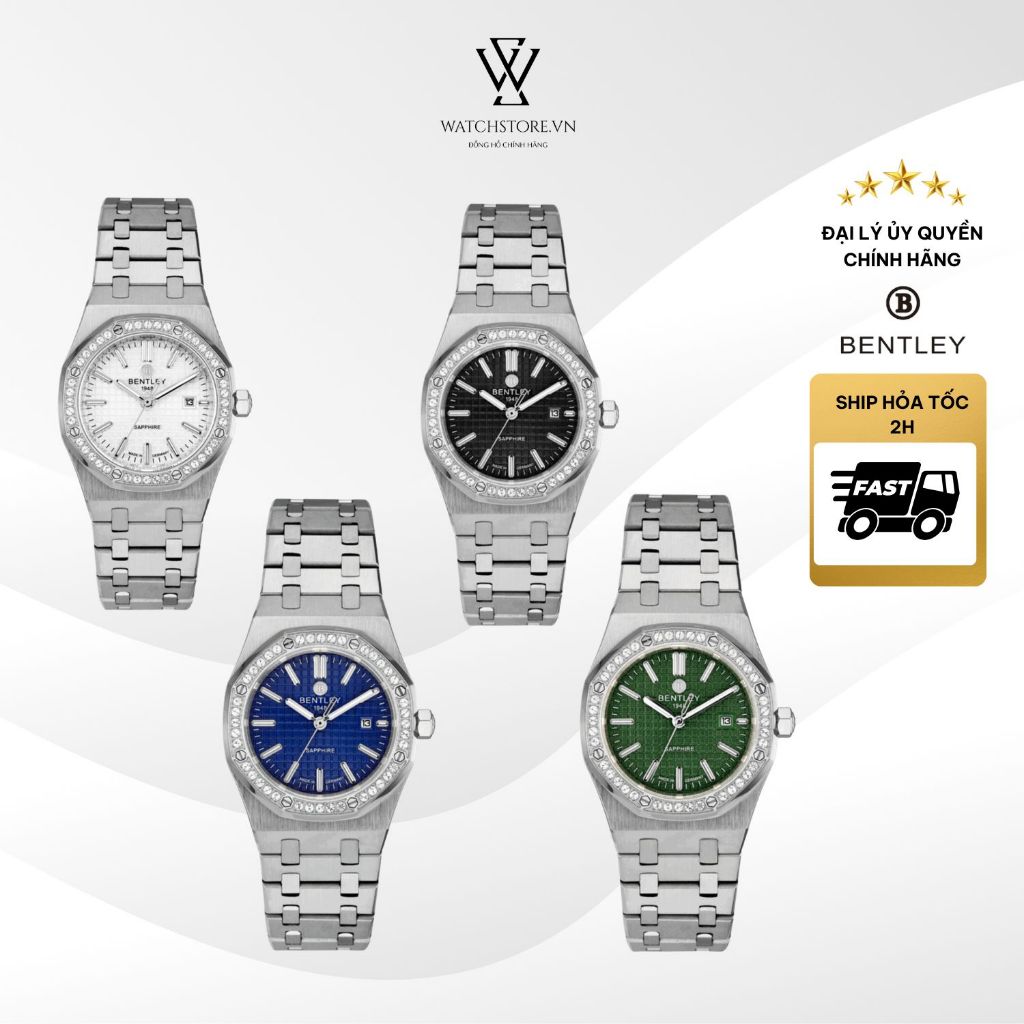 Đồng hồ Bentley 41.5mm Nam BL2416-101LW Máy Pin/Quartz Kính Saphire Dây Kim Loại Chính Hãng