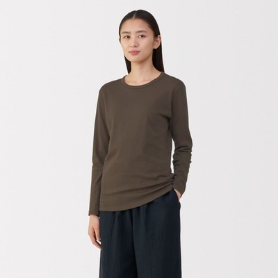 MUJI Áo Thun Cotton Dày Giữ Nhiệt Tay Dài Cho Nữ