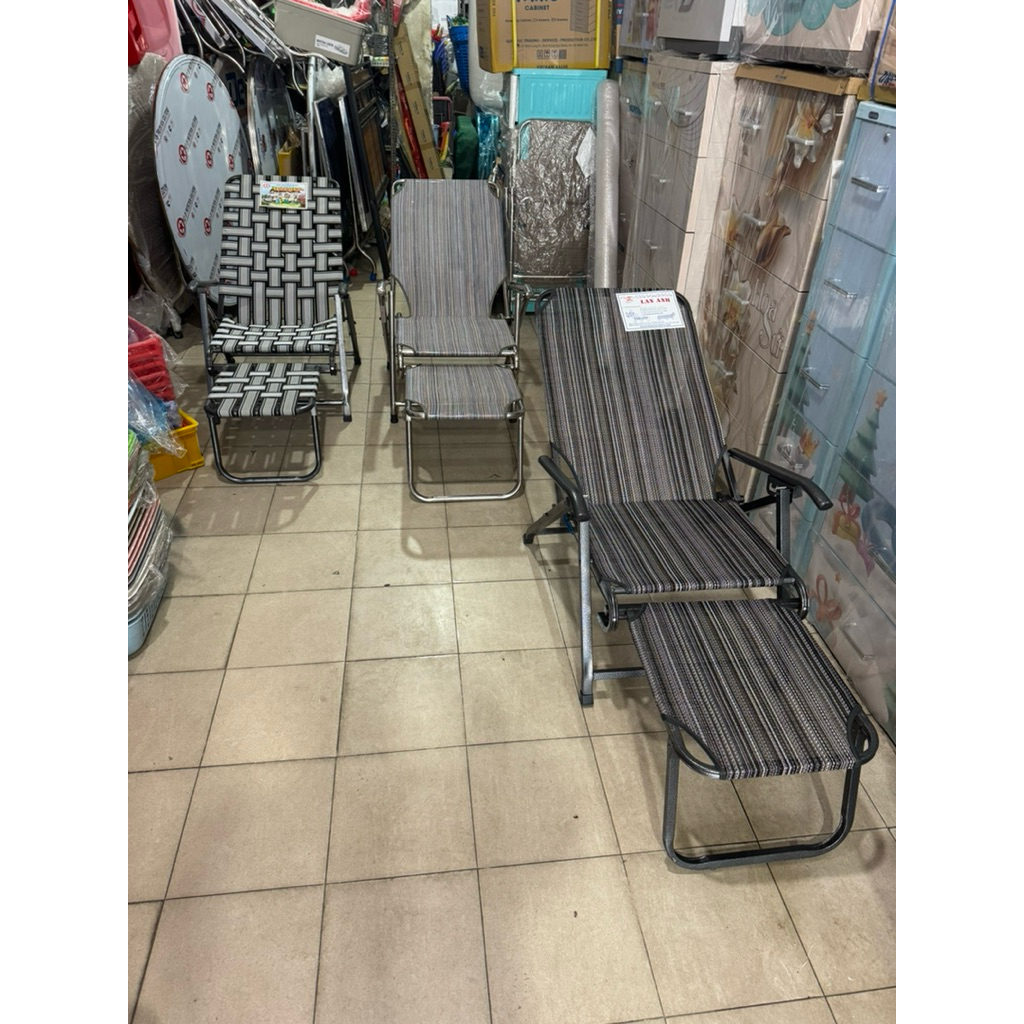 Giường ghế xếp bậc ngã lưng cao cấp , ghế bố xếp nằm dài gác chân , ghế bố